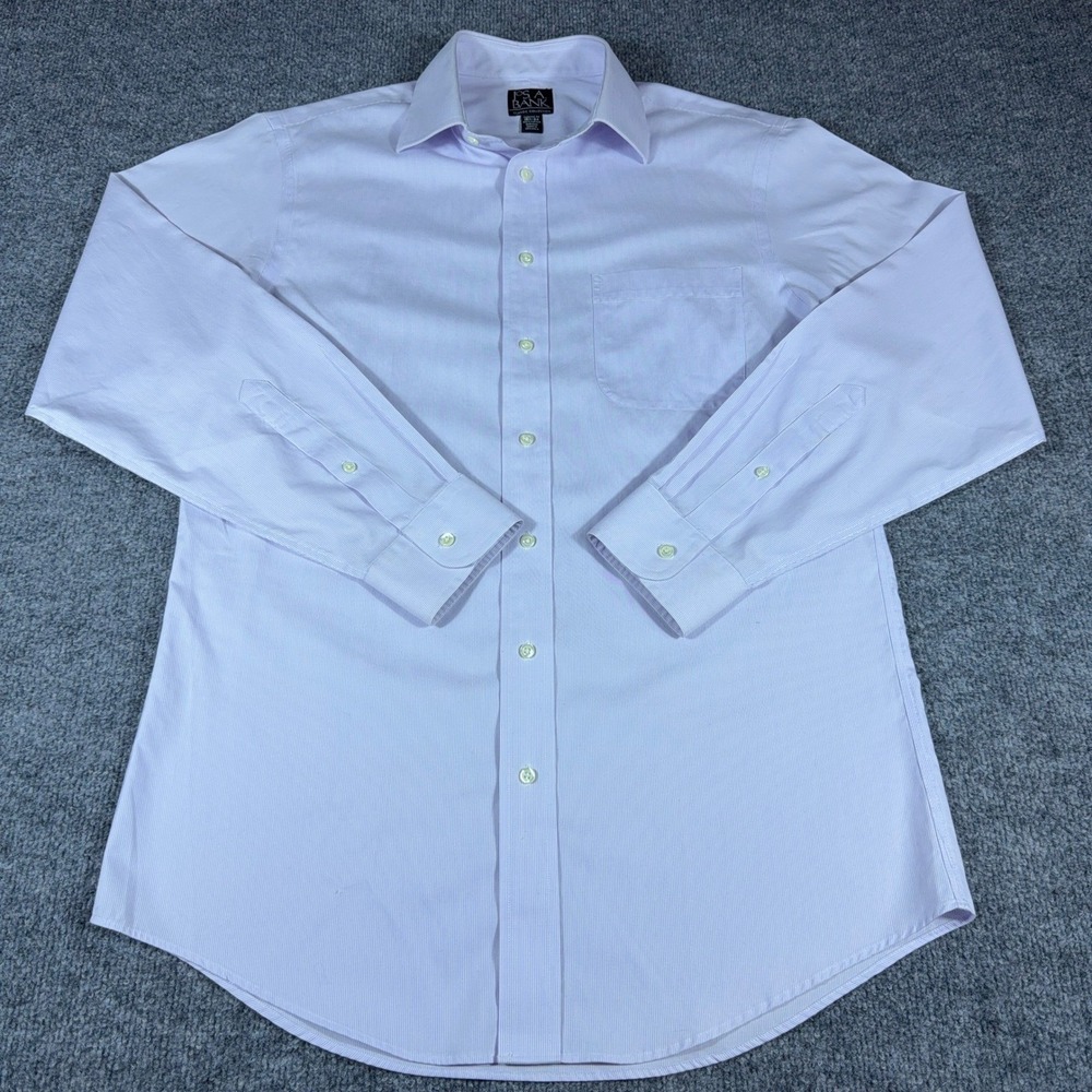 Jos A Bank Classic Dress Shirt Mens 15.5 34 Tailored Fit PURPLE Stripe